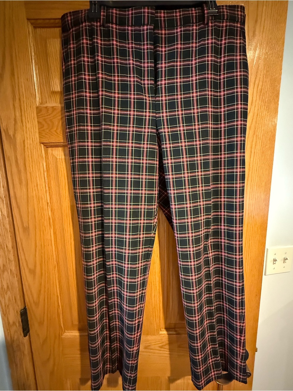 Ann Taylor Black Plaid Dress Pants with Red and White Windowpane